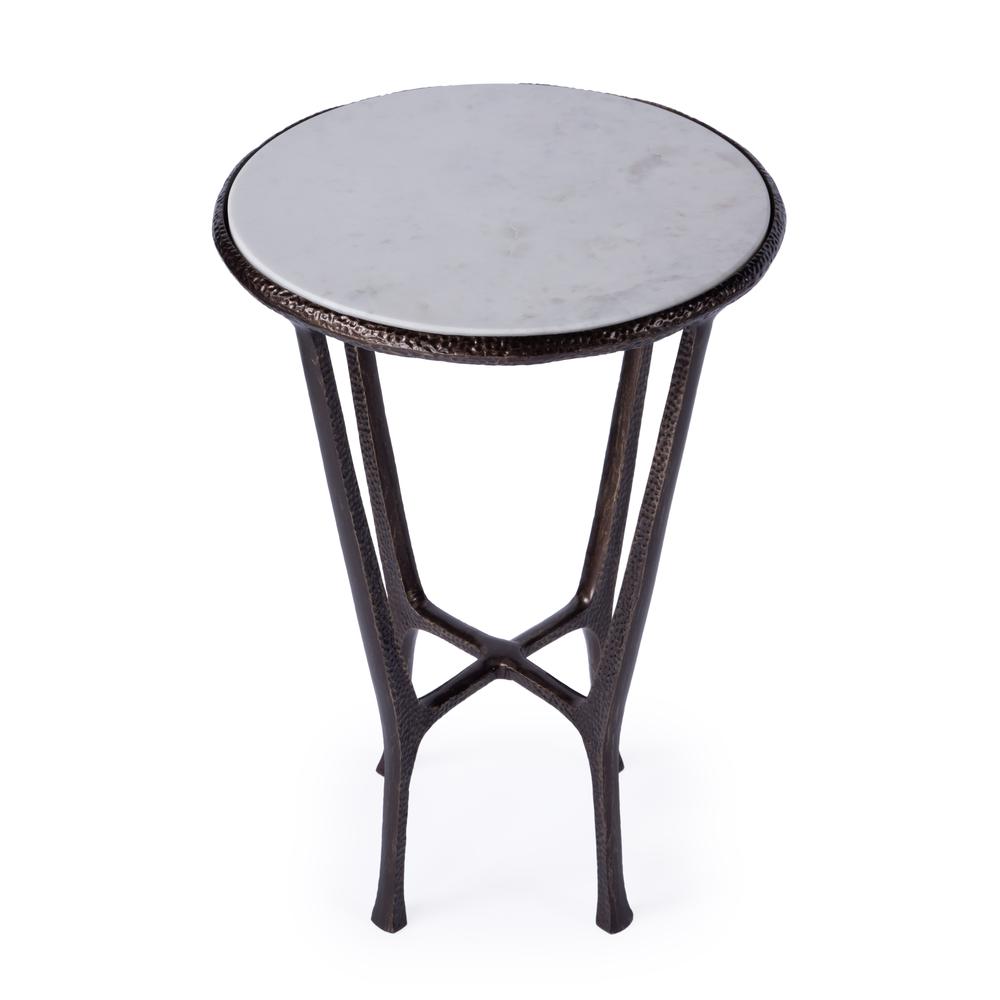Lania Outdoor Marble Side Table, Bronze. Picture 2