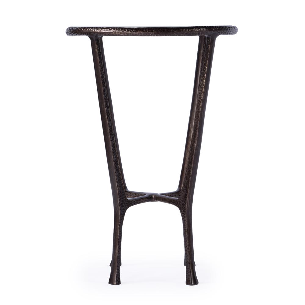 Lania Outdoor Marble Side Table, Bronze. Picture 3
