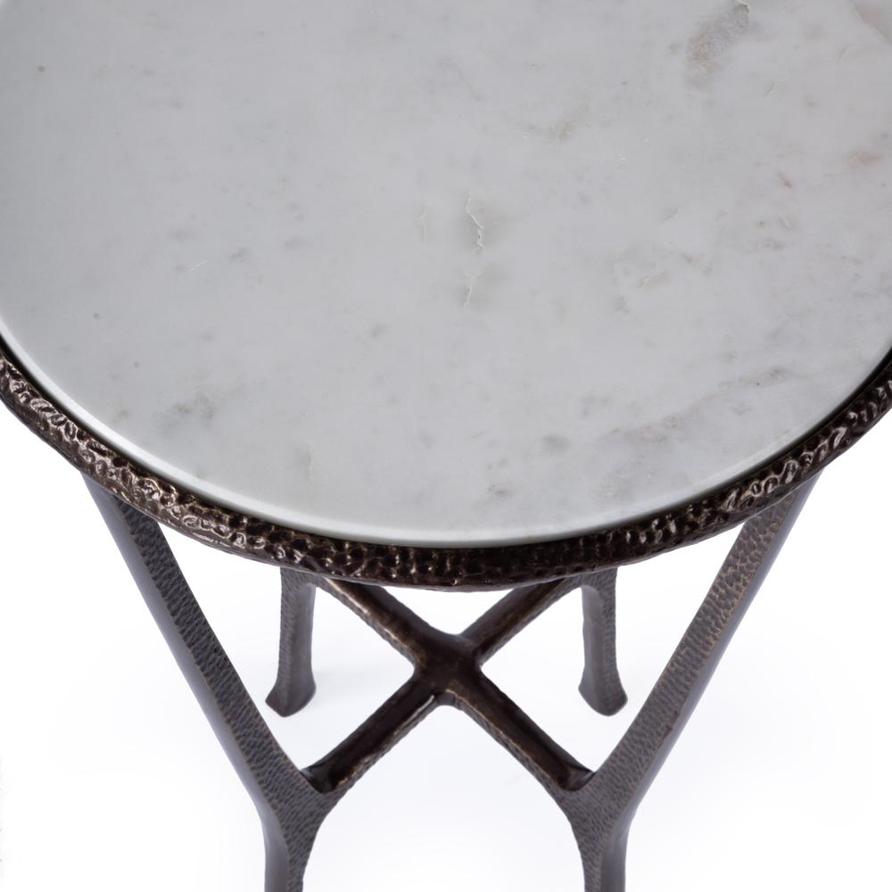 Lania Outdoor Marble Side Table, Bronze. Picture 5