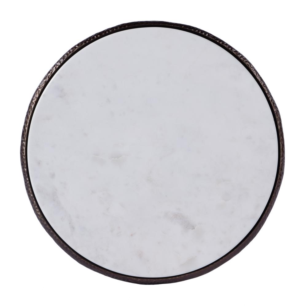Lania Outdoor Marble Side Table, Bronze. Picture 6