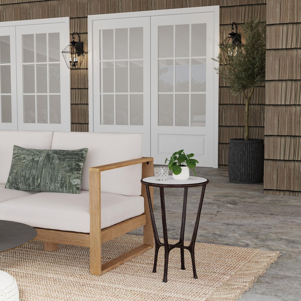 Lania Outdoor Marble Side Table, Bronze. Picture 7