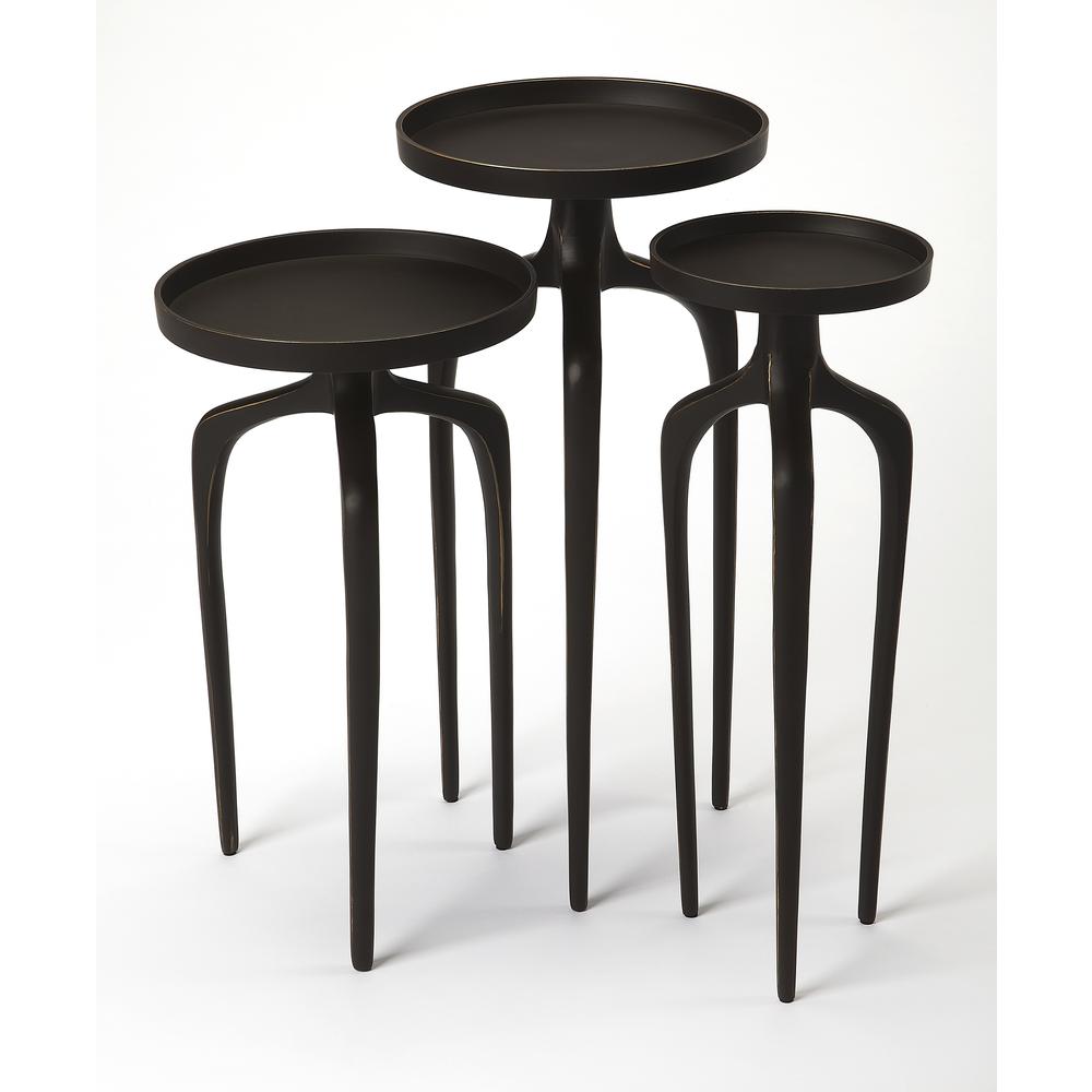 Franco Scatter Table Set of 3, Black. Picture 1