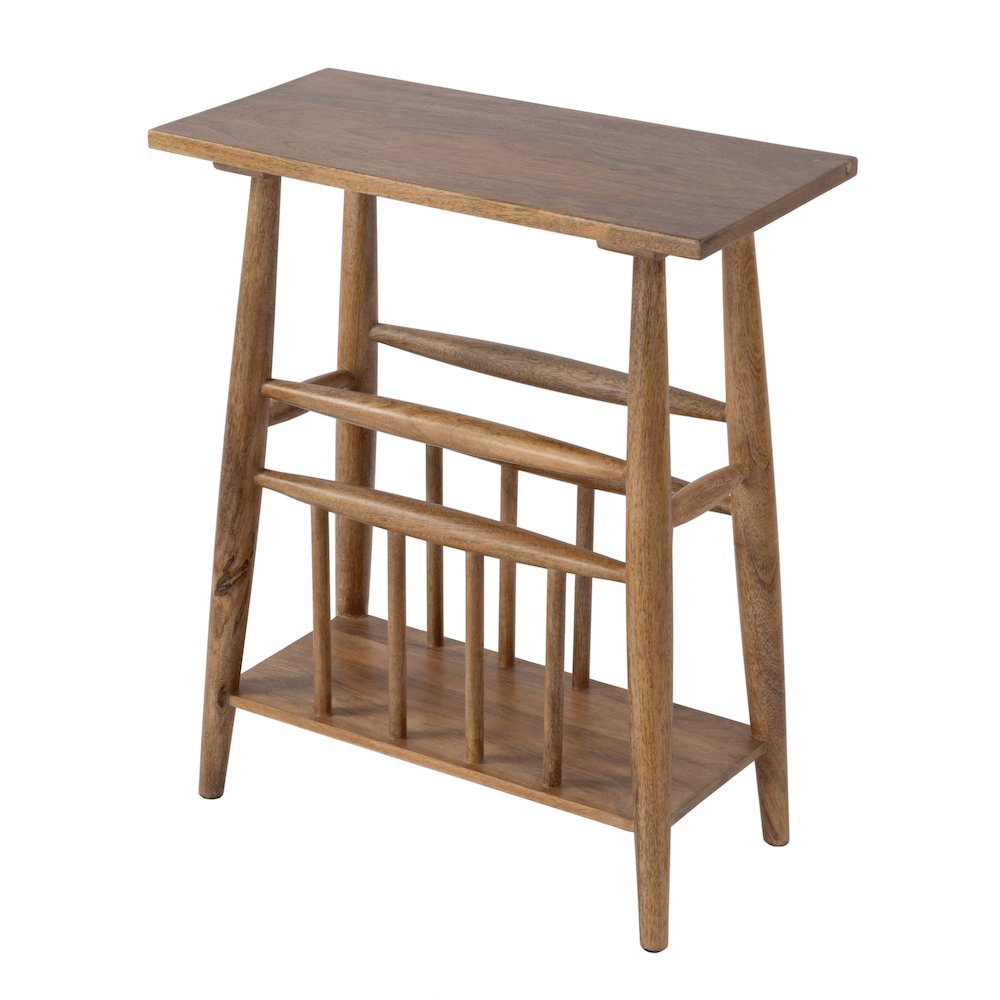 Bowen 20 in. W Rectangular Solid Wood Side Table with Magazine Holder, Natural. Picture 1