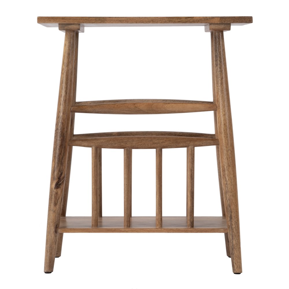 Bowen 20 in. W Rectangular Solid Wood Side Table with Magazine Holder, Natural. Picture 3