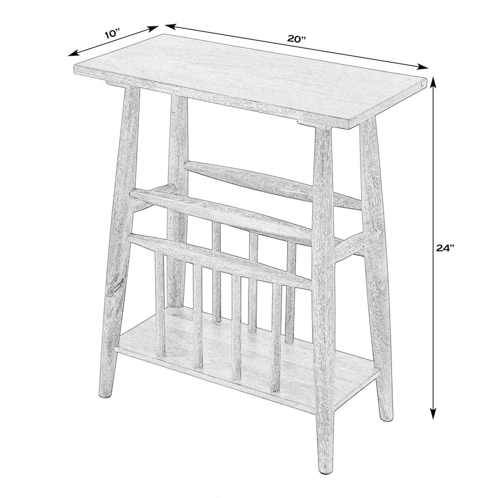 Bowen 20 in. W Rectangular Solid Wood Side Table with Magazine Holder, Natural. Picture 2