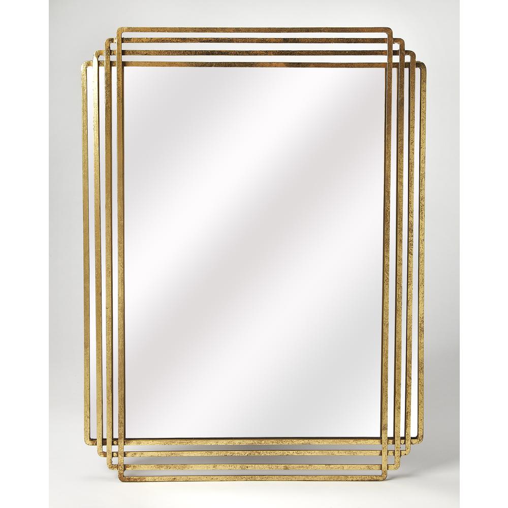 Uptown Rectangular Wall Mirrored, Gold. Picture 1