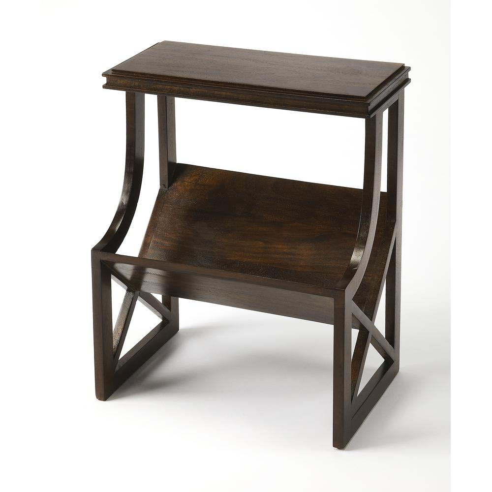 Pascal Wood Book Side Table, Dark Brown. Picture 1