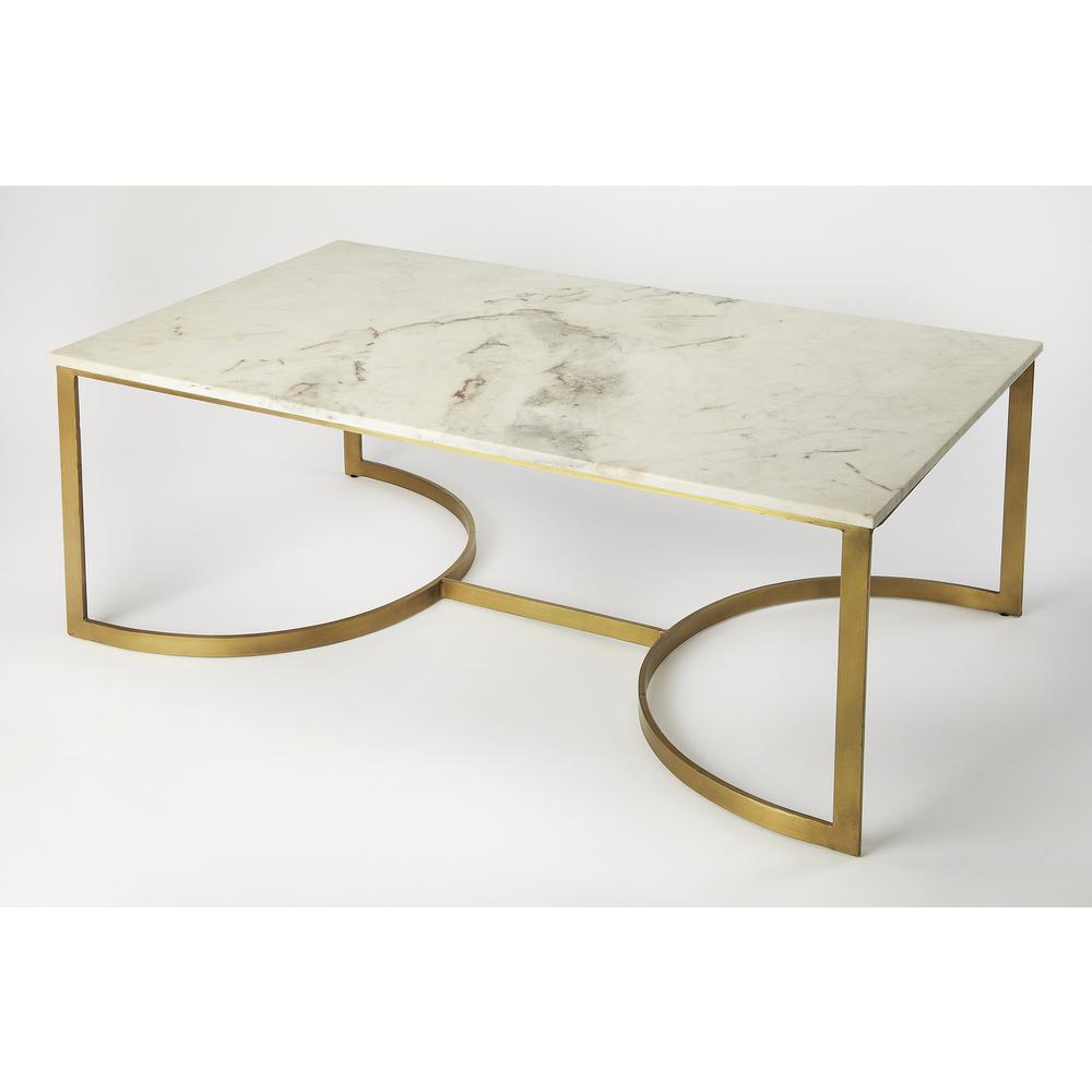 Corsini  Marble & Metal Coffee Table, Multi-Color. Picture 1