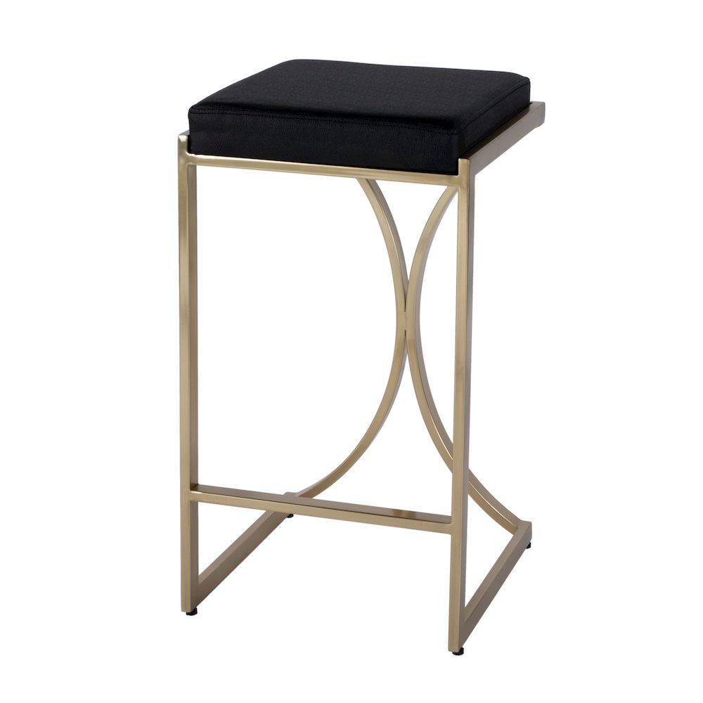 Natalya 25.5 in. Seat Height Square Upholstered and Metal Backless Counter Stool with Footrest. Picture 1