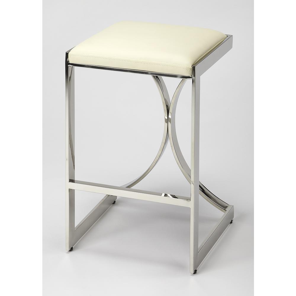 Natalya 24" Counter Stool, Silver. Picture 1
