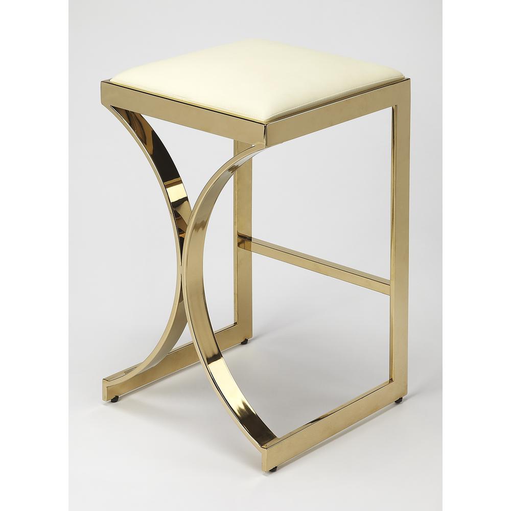 Natalya 25.5 in. Seat Height Square Upholstered and Metal Backless Counter Stool with Footrest. Picture 2