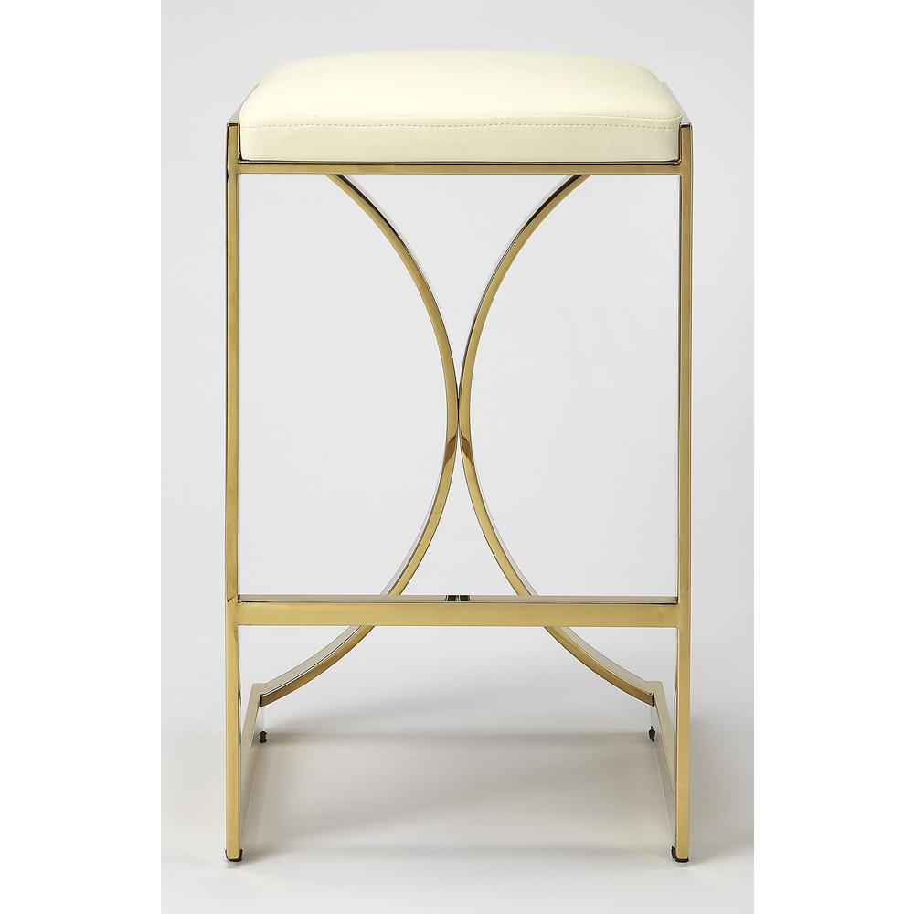 Natalya 25.5 in. Seat Height Square Upholstered and Metal Backless Counter Stool with Footrest. Picture 3