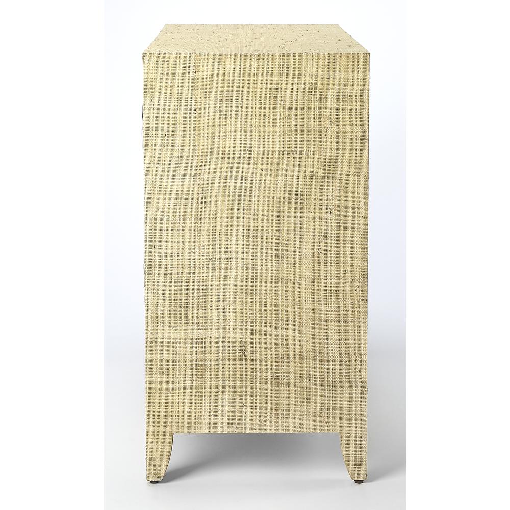 Amelle 4-Drawer Raffia Accent Chest, Cream, Yellow. Picture 5