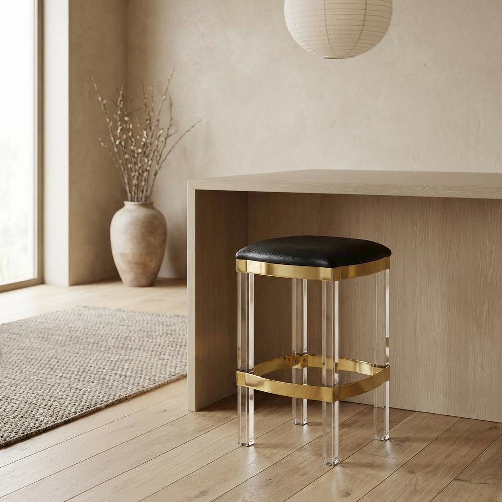 Leather Upholstered Counter Stool, Modern Contemporary Bar Kitchen Chair. Picture 3