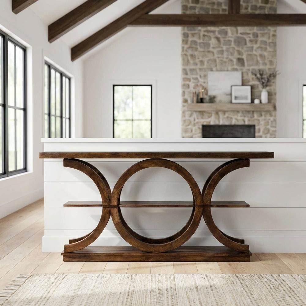 Rustic Console Table with Distressed Finish, Modern Entryway Sofa Table. Picture 2