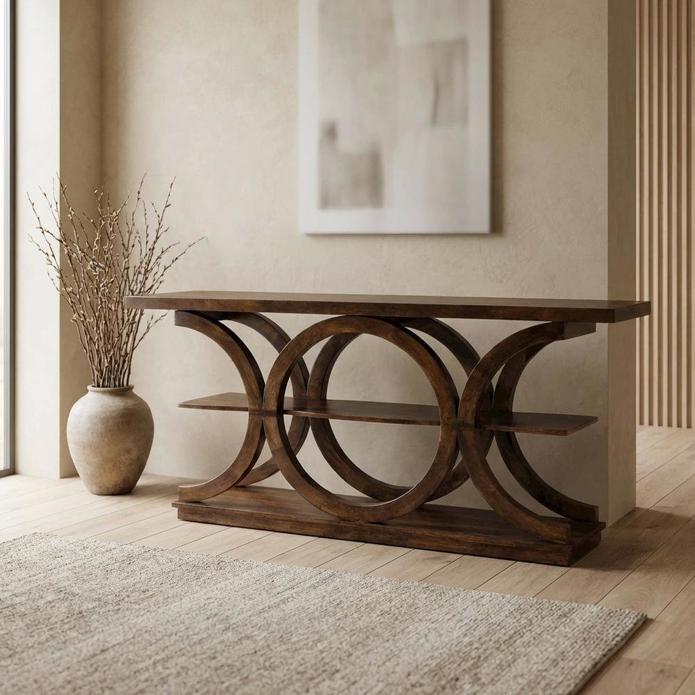 Rustic Console Table with Distressed Finish, Modern Entryway Sofa Table. Picture 3