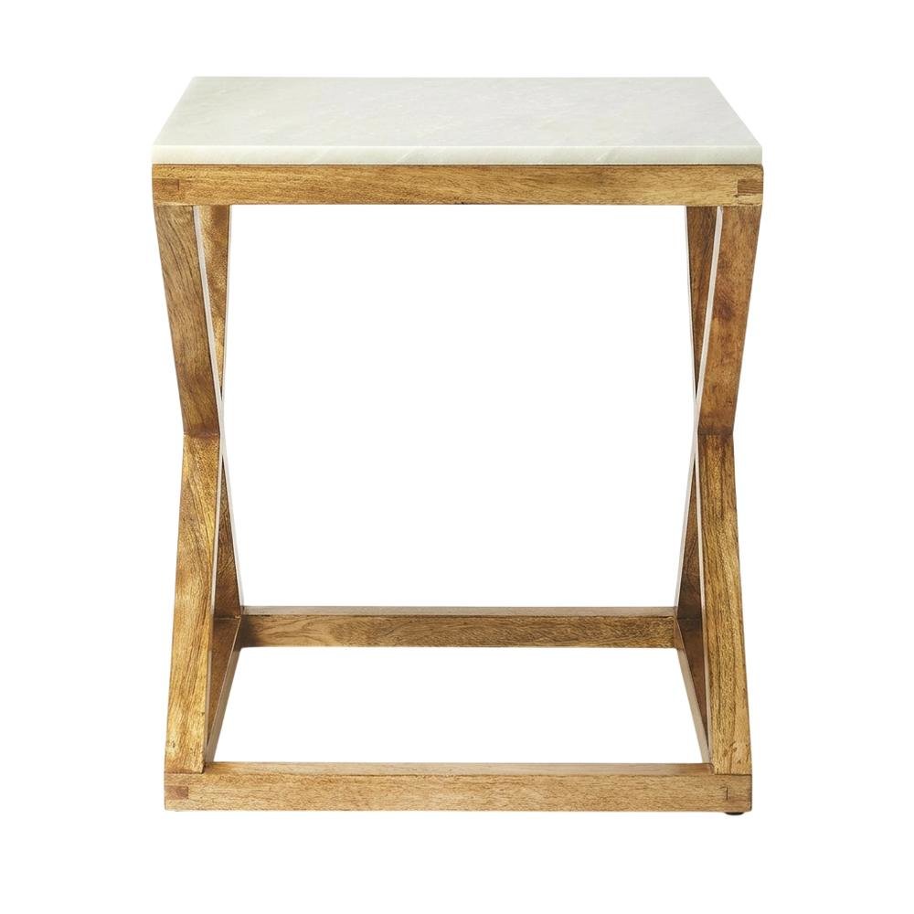 Square End Table with Marble Top, Modern Accent Side Table for Living Room. Picture 1
