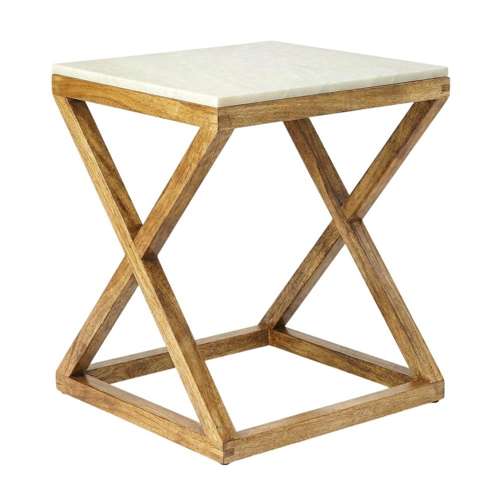 Square End Table with Marble Top, Modern Accent Side Table for Living Room. Picture 5