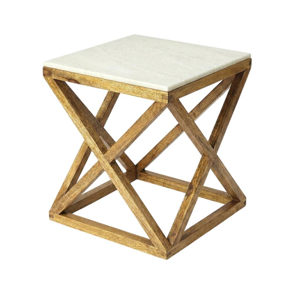 Square End Table with Marble Top, Modern Accent Side Table for Living Room. Picture 6