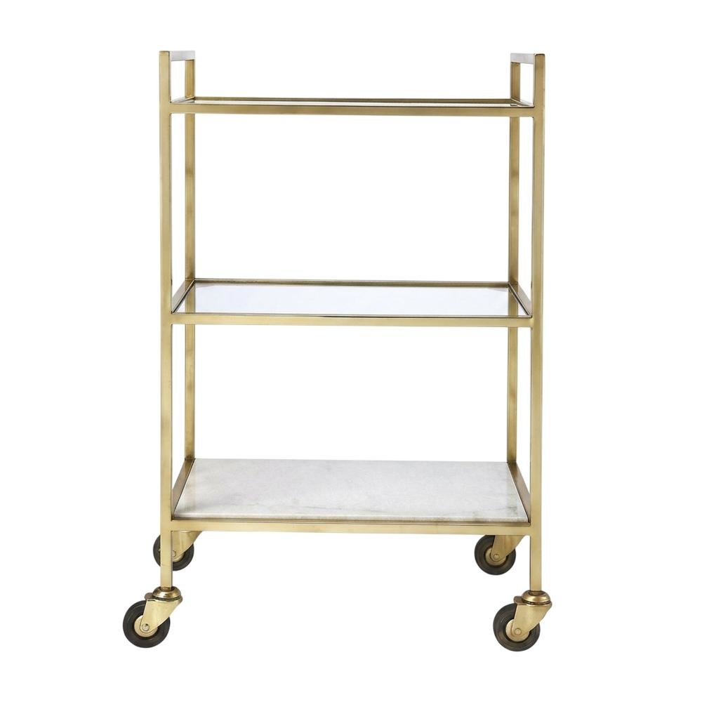 Modern Bar Cart with Distressed Finish, Contemporary Serving Cart for Home Bar. Picture 1