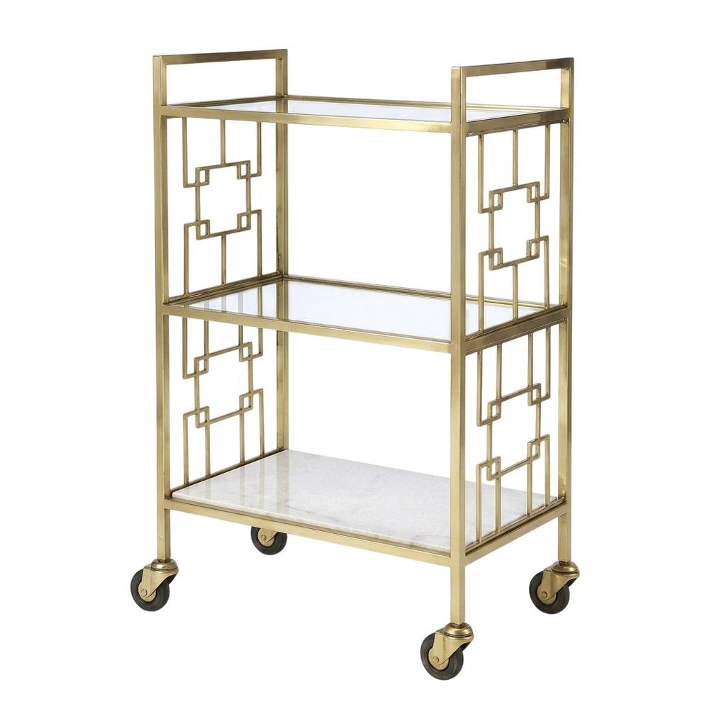 Modern Bar Cart with Distressed Finish, Contemporary Serving Cart for Home Bar. Picture 5