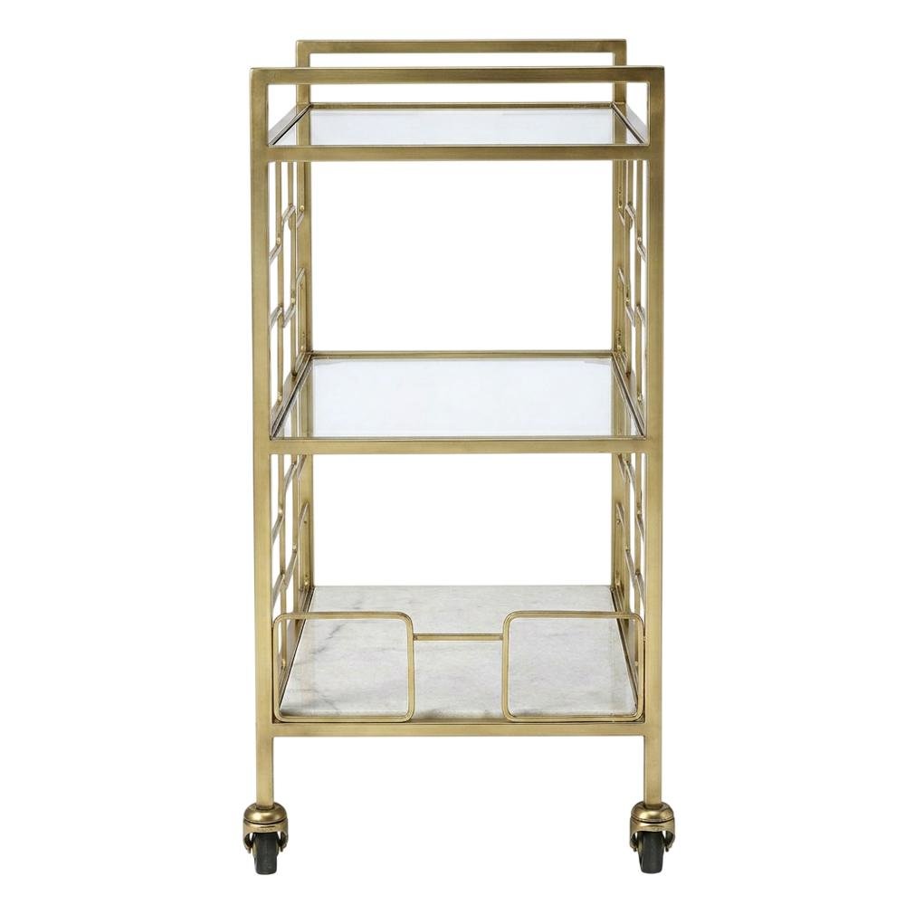 Modern Bar Cart with Distressed Finish, Contemporary Serving Cart for Home Bar. Picture 6
