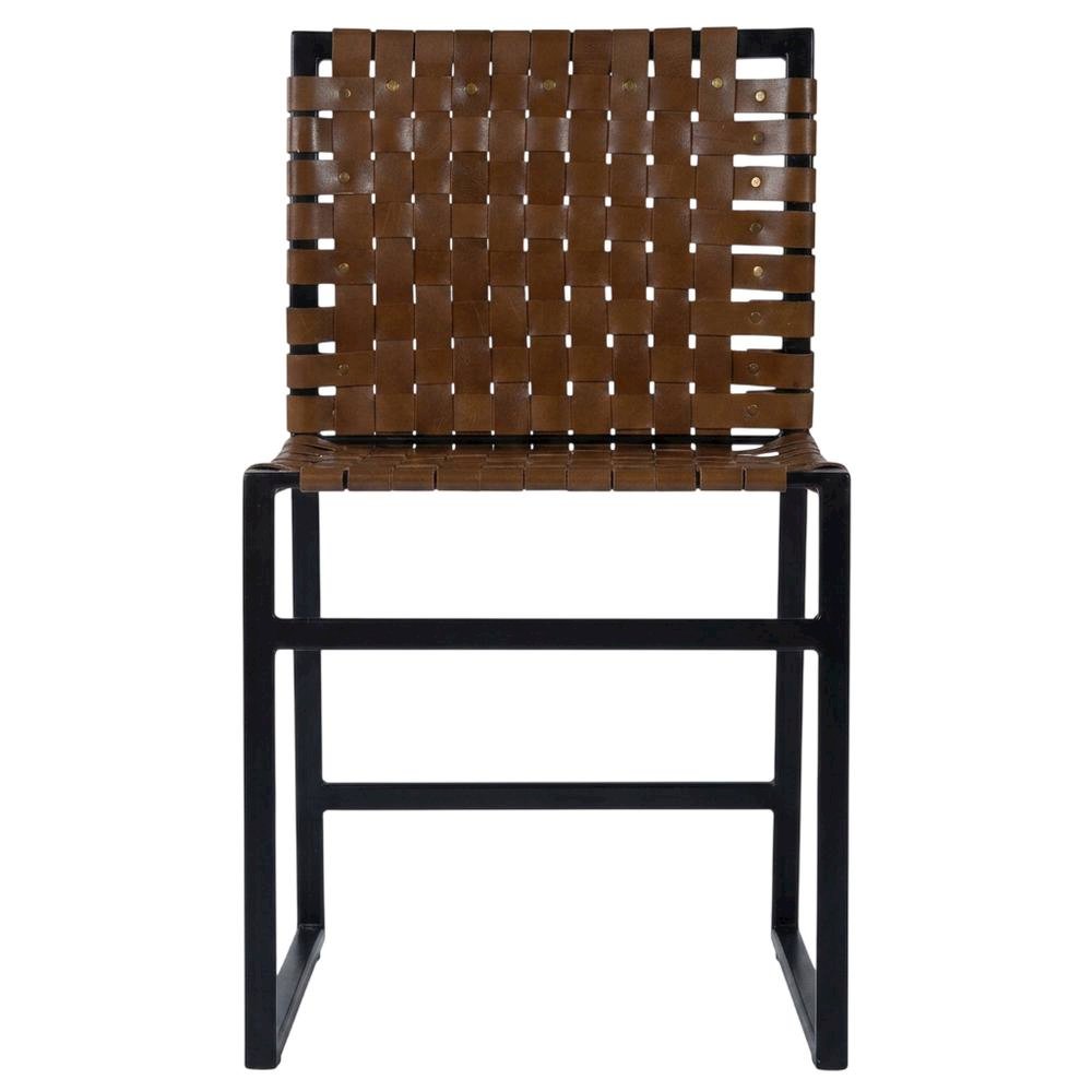 Industrial Leather Side Chair with Sled Base, Accent Chair for Dining Room. Picture 1
