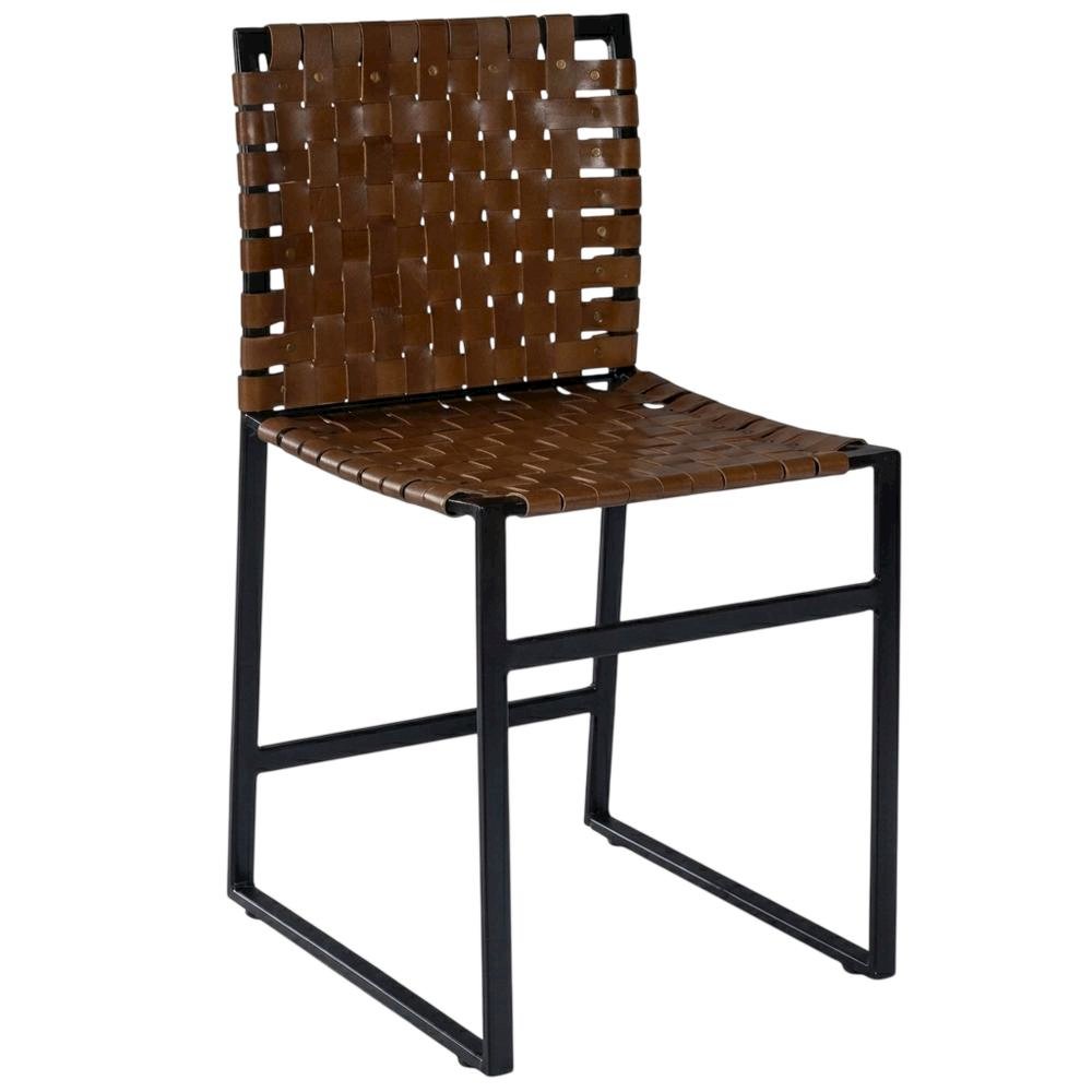 Industrial Leather Side Chair with Sled Base, Accent Chair for Dining Room. Picture 5