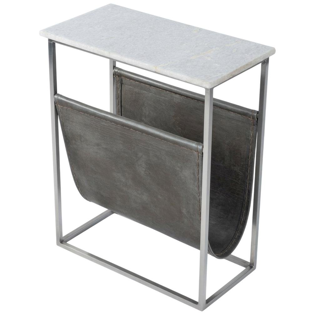 Modern Magazine Table with Marble Top, Metal Accent Side Table for Living Room. Picture 5