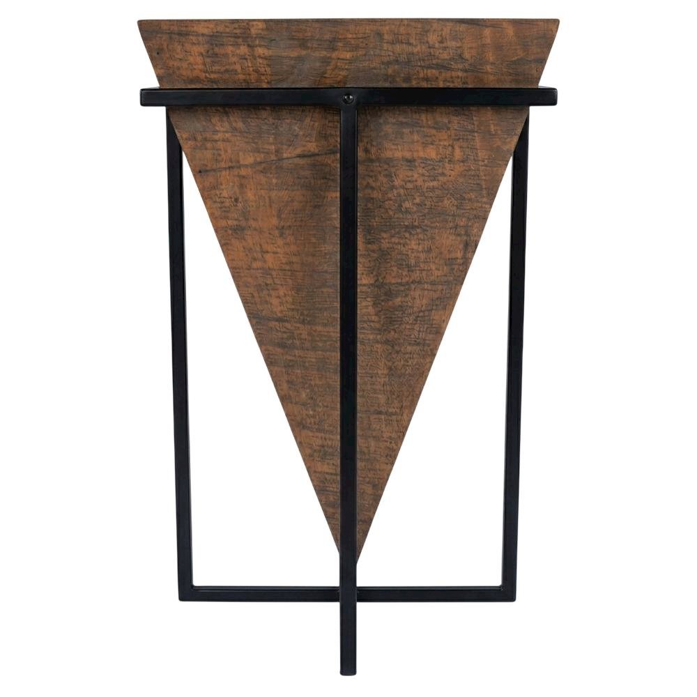 Triangular Wood Accent Table, Modern Contemporary Side Table for Living Room. Picture 1