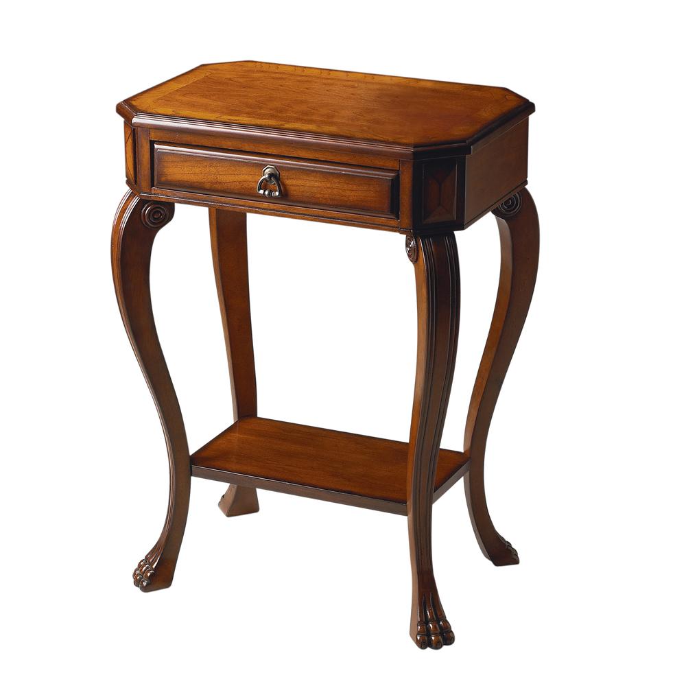 Channing One Drawer Console Table, Medium Brown. Picture 1