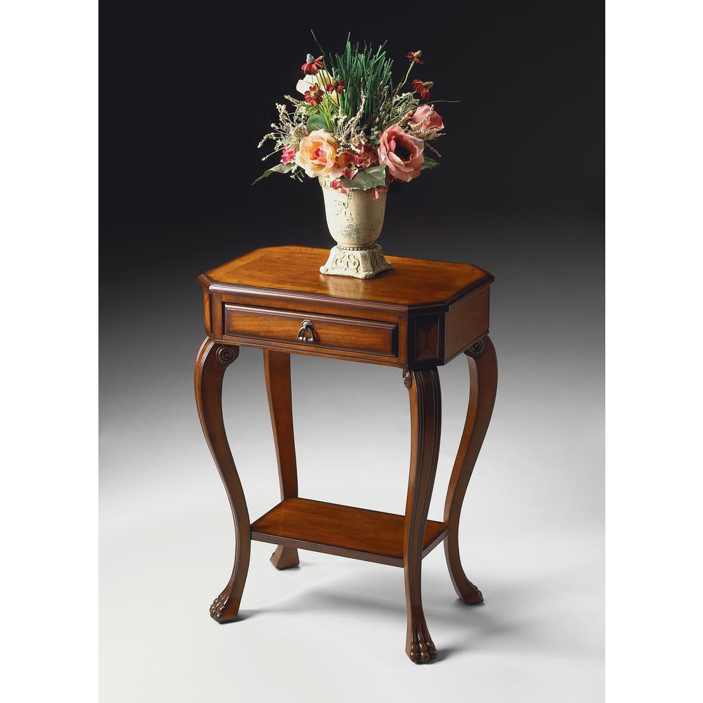 Channing One Drawer Console Table, Medium Brown. Picture 2