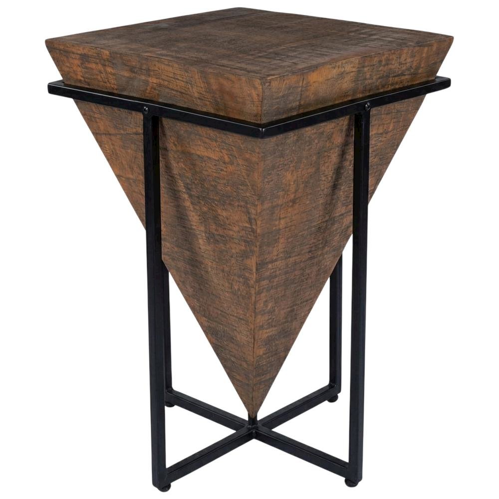 Triangular Wood Accent Table, Modern Contemporary Side Table for Living Room. Picture 5