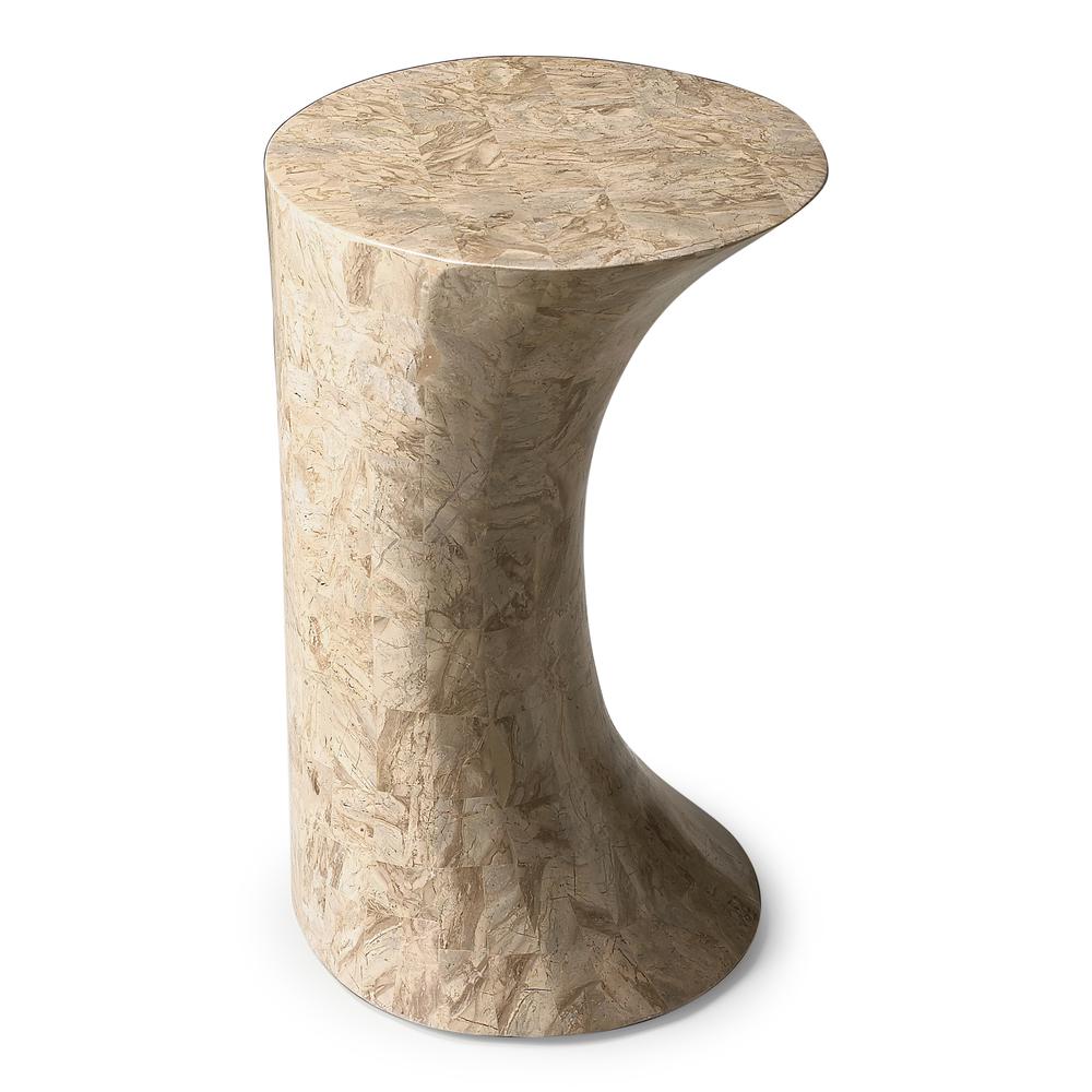 Jaxon Oval Fossil Stone Side Table, Beige. Picture 2