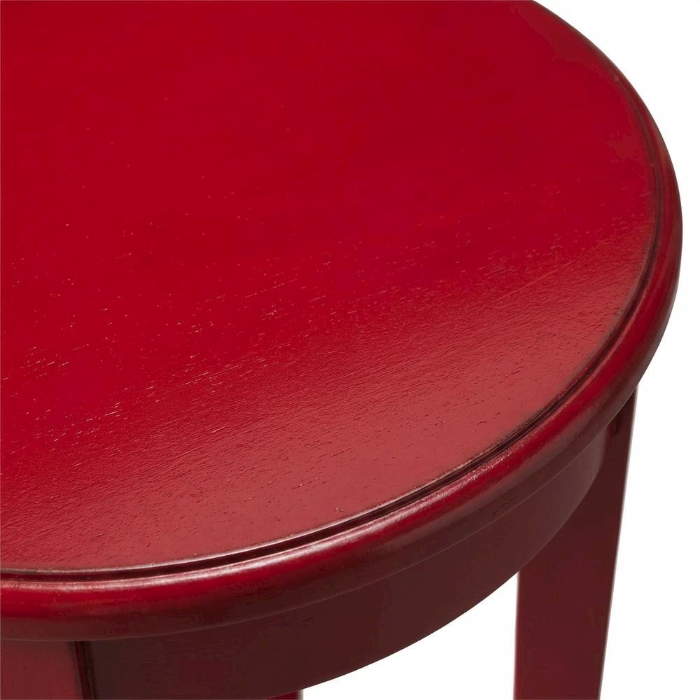 Distressed Oval Side Table, Boho Eclectic Accent Table for Living Room, Red. Picture 6