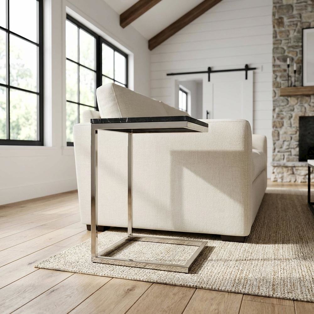 Square Metal End Table, Modern Contemporary Accent Side Table for Living Room. Picture 2