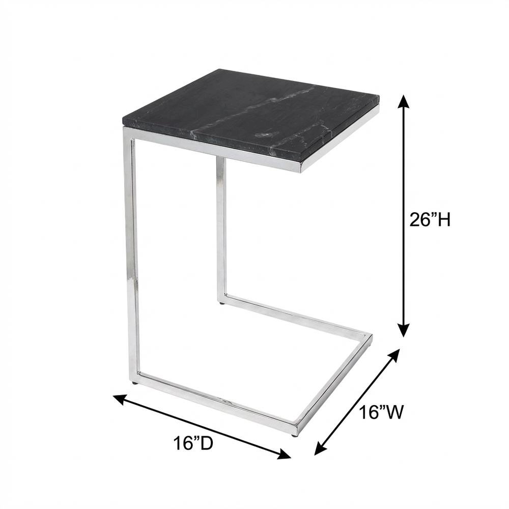 Square Metal End Table, Modern Contemporary Accent Side Table for Living Room. Picture 4