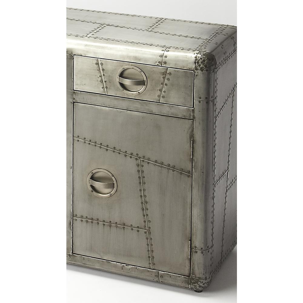 Midway Aviator Metal Console Cabinet, Silver. Picture 2