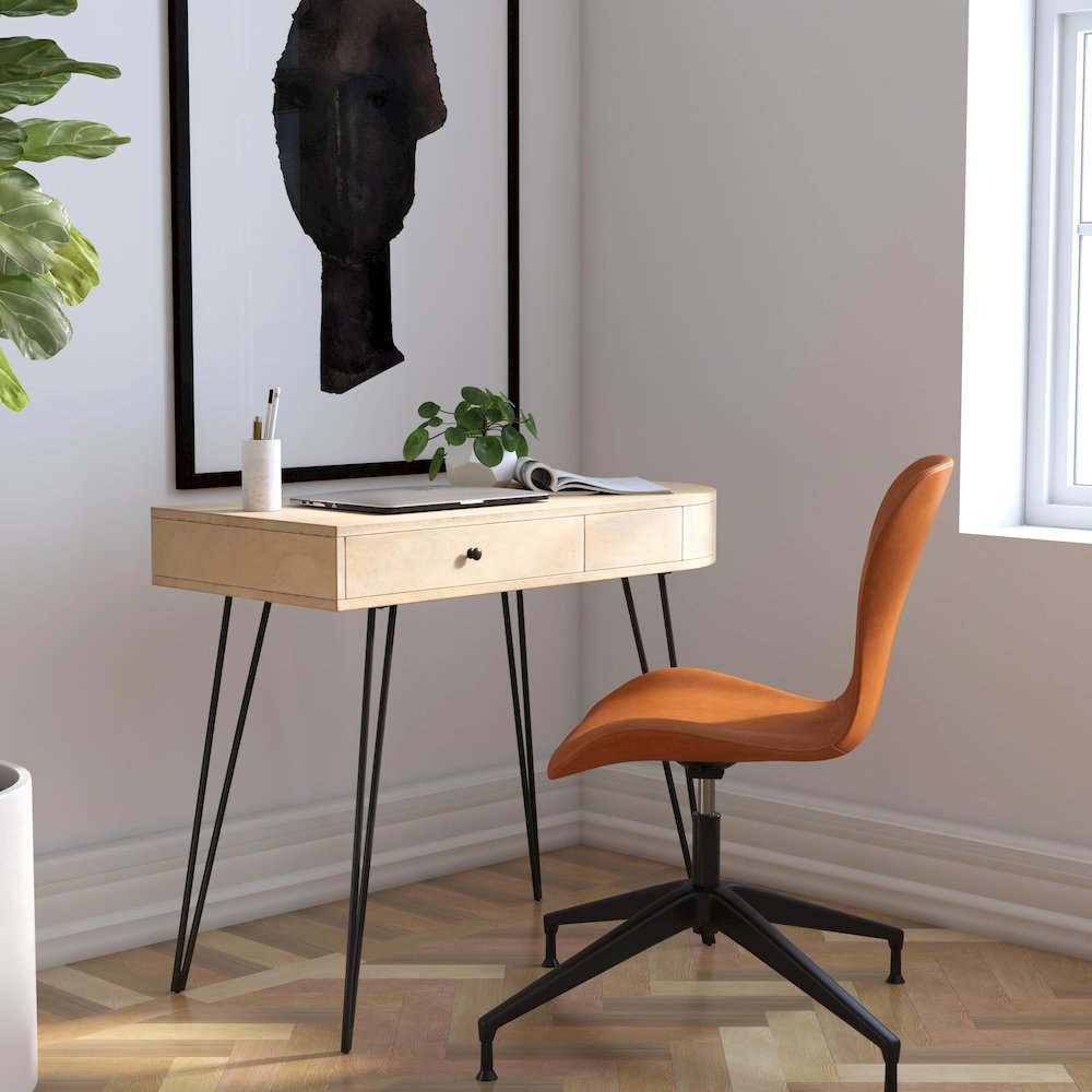 Sebastopol Reversible 2 Drawer Writing Desk, Natural. Picture 9