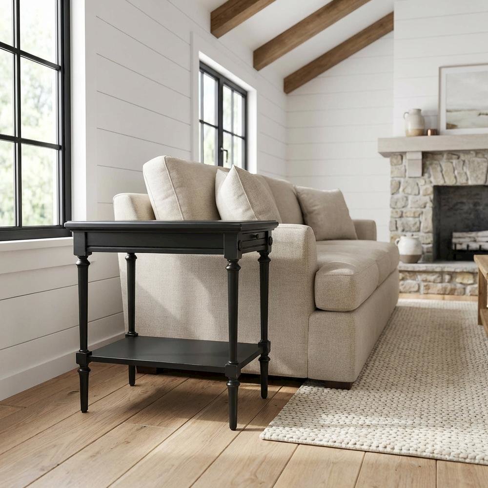 Rectangular End Table, Traditional Wood Accent Side Table for Living Room. Picture 2