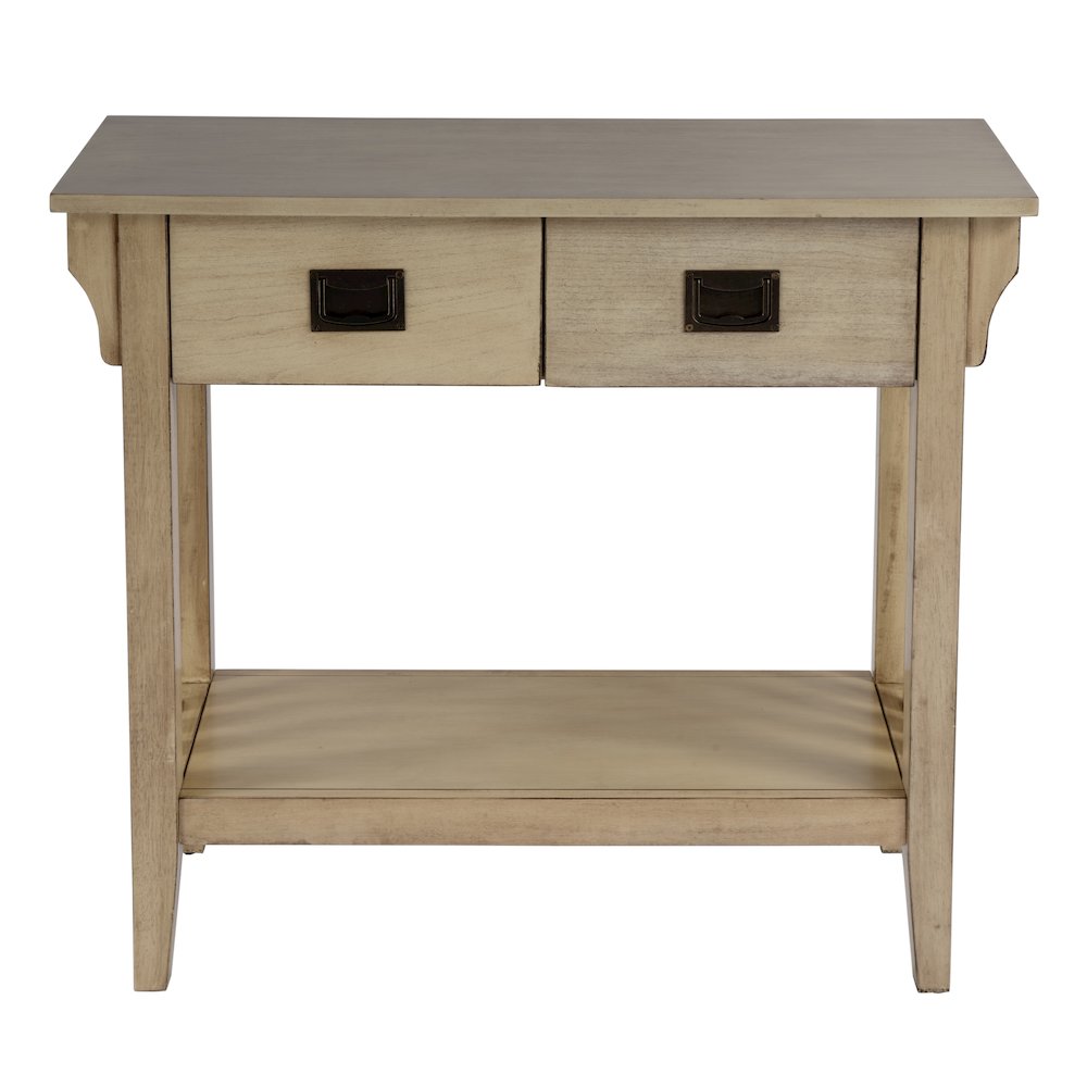 36 in. W Rectangular Wood 2 Drawer Console Table with Lower Open Shelf, Beige. Picture 4