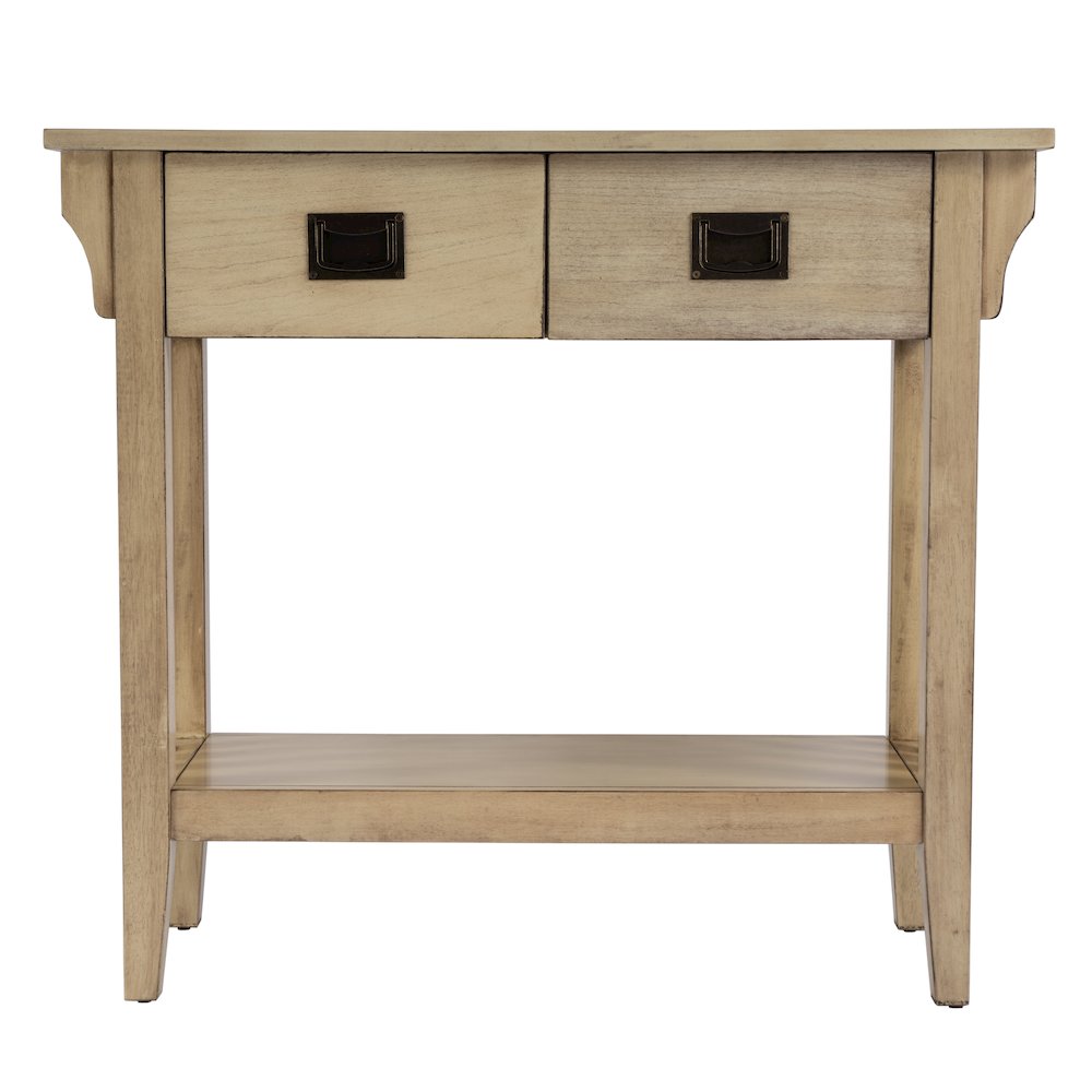36 in. W Rectangular Wood 2 Drawer Console Table with Lower Open Shelf, Beige. Picture 5