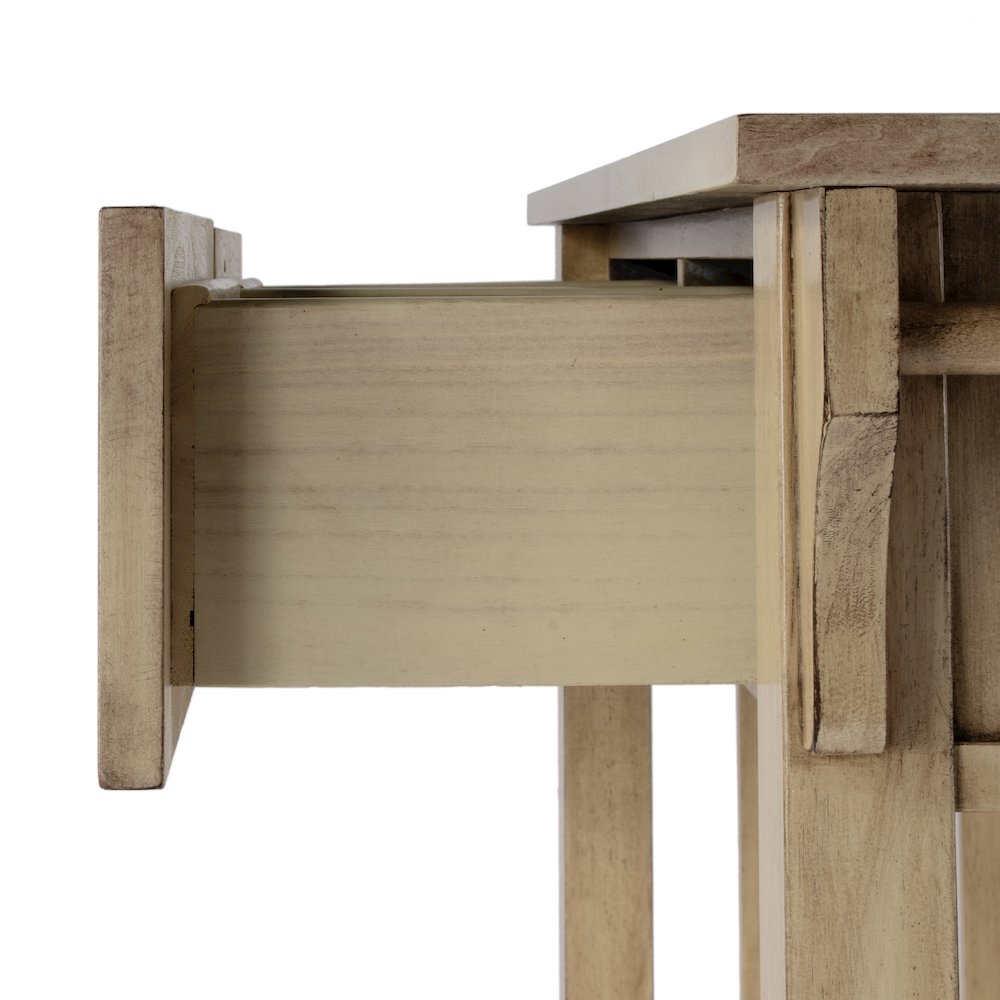 36 in. W Rectangular Wood 2 Drawer Console Table with Lower Open Shelf, Beige. Picture 7
