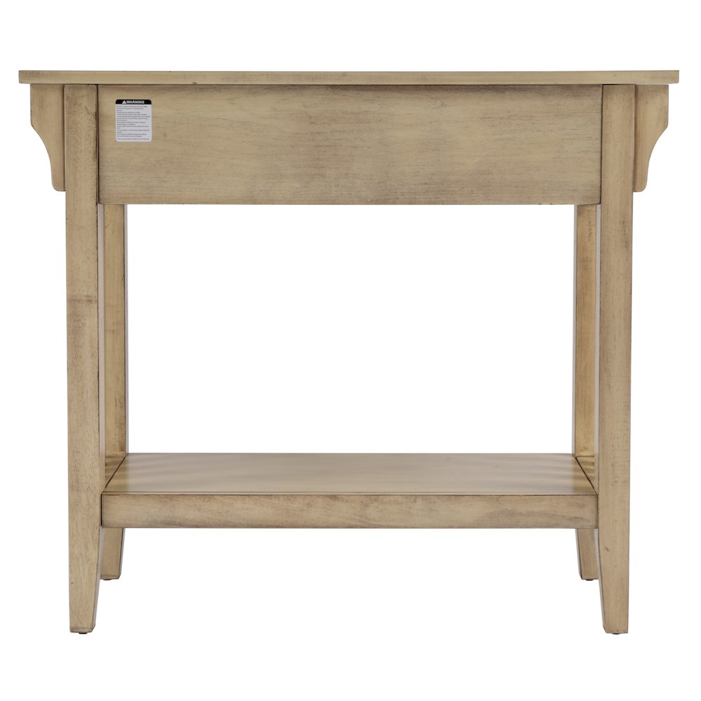36 in. W Rectangular Wood 2 Drawer Console Table with Lower Open Shelf, Beige. Picture 9