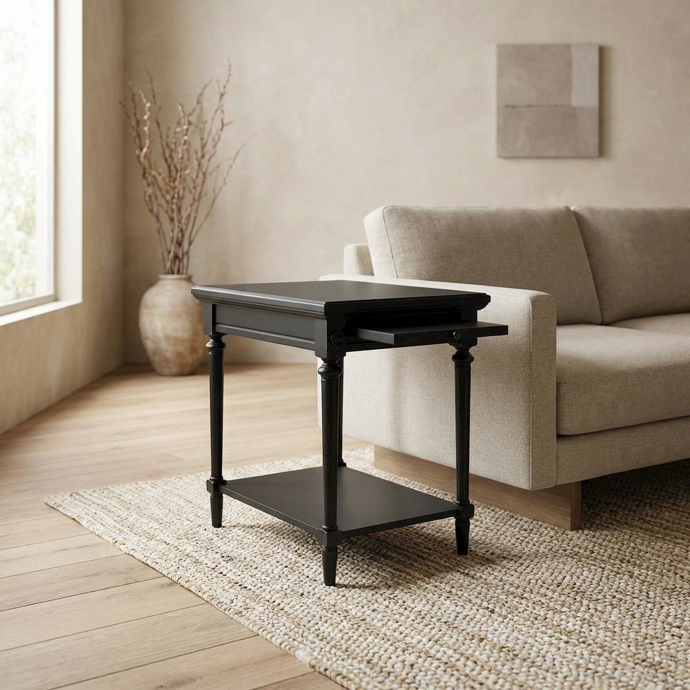 Rectangular End Table, Traditional Wood Accent Side Table for Living Room. Picture 3
