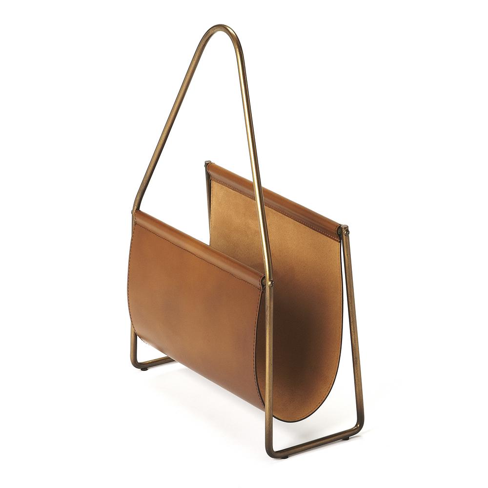 Rupert Leather Magazine Basket, Medium Brown. Picture 2