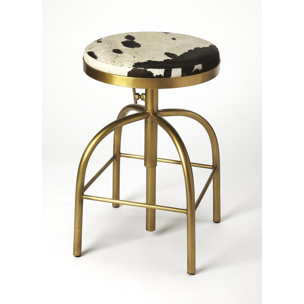 Grogan Hair-On-Hide 26" Counter stool, Multi-Color. Picture 1
