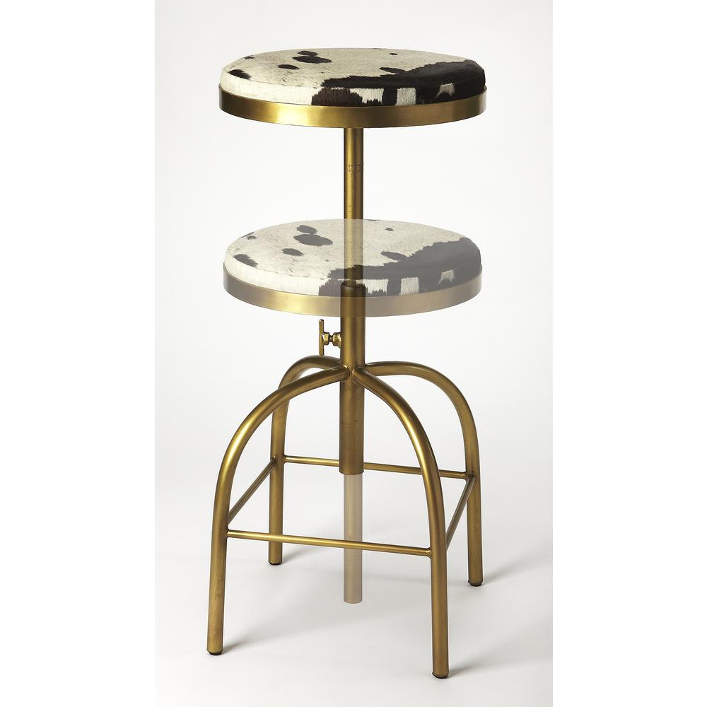 Grogan Hair-On-Hide 26" Counter stool, Multi-Color. Picture 4