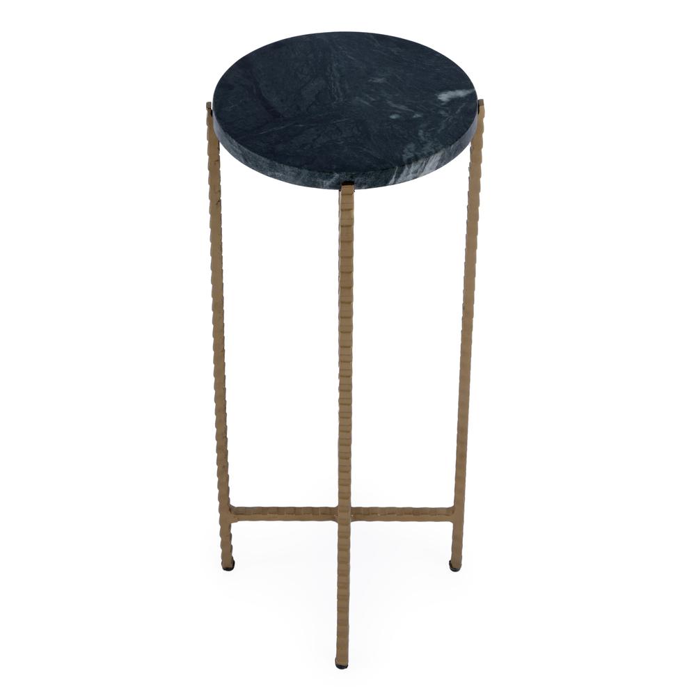 Nigella Marble and Cross Legs Side Table, Green. Picture 2