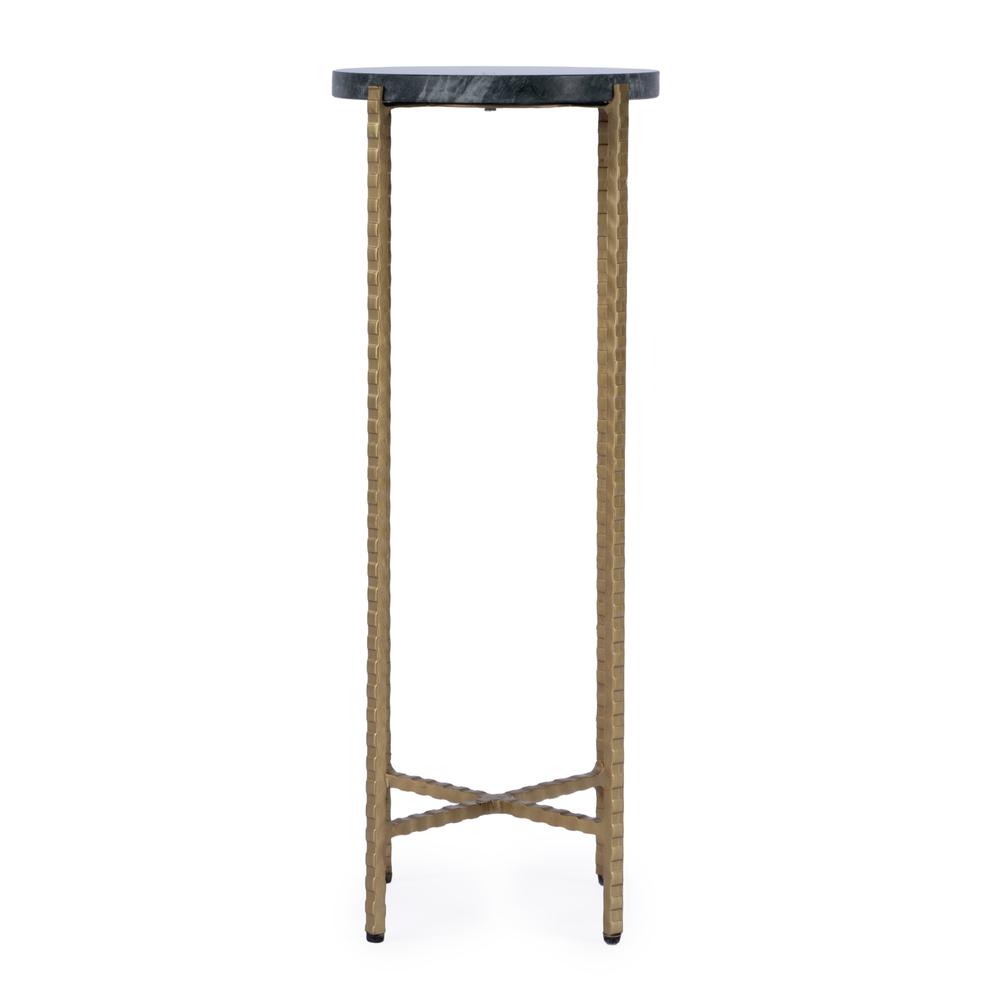 Nigella Marble and Cross Legs Side Table, Green. Picture 3